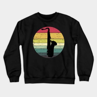 Retro Sunset Saxophone Distressed Retro Rainbow Colors Crewneck Sweatshirt